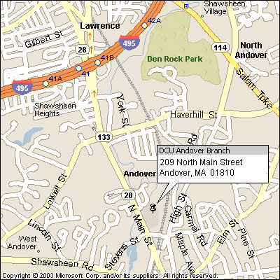 Map of Andover Branch area